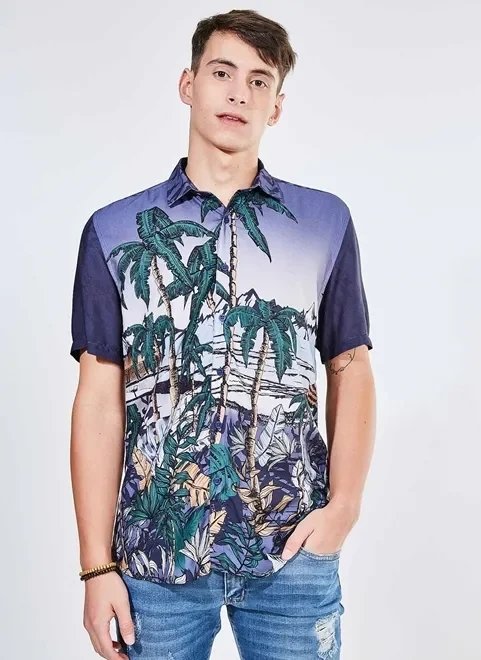 camisa estampa praia noturna camisa estampa praia noturna