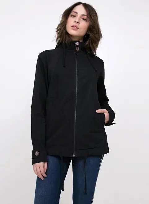 jaqueta parka preta em algodão jaqueta parka preta em algodão