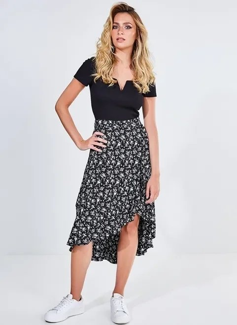 saia midi mullet com babado saia midi mullet com babado