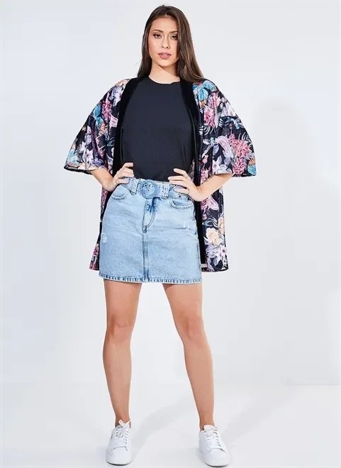 kimono floral aquarela em veludo kimono floral aquarela em veludo