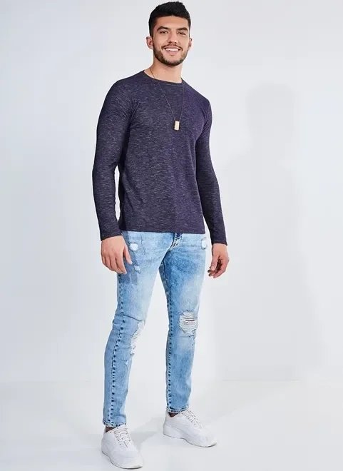 blusa em malha azul indigo blusa em malha azul indigo