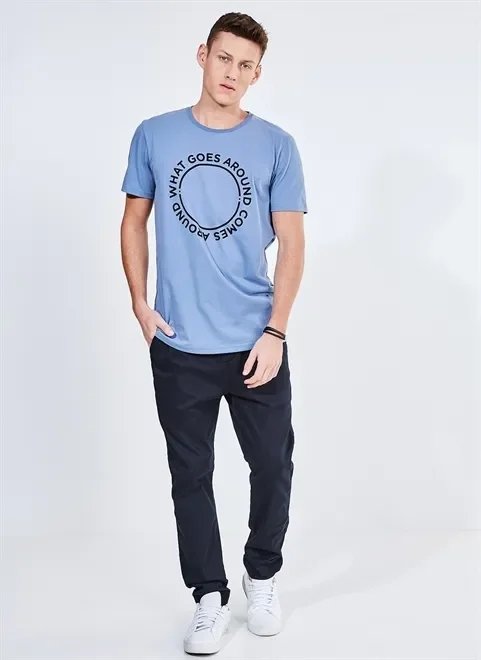 camiseta azul jeans estampada camiseta azul jeans estampada
