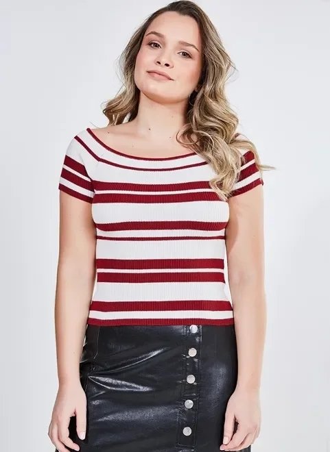 blusa ombro a ombro com listras blusa ombro a ombro com listras