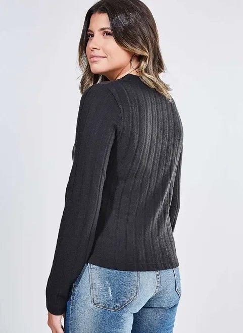 blusa manga longa canelada blusa manga longa canelada