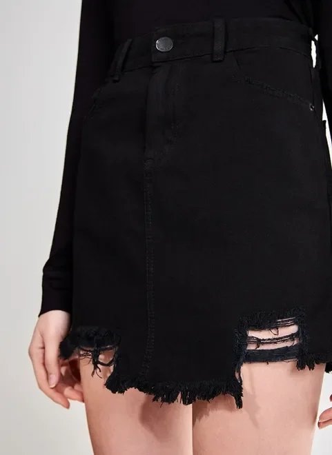 saia em sarja barra destroyed saia em sarja barra destroyed