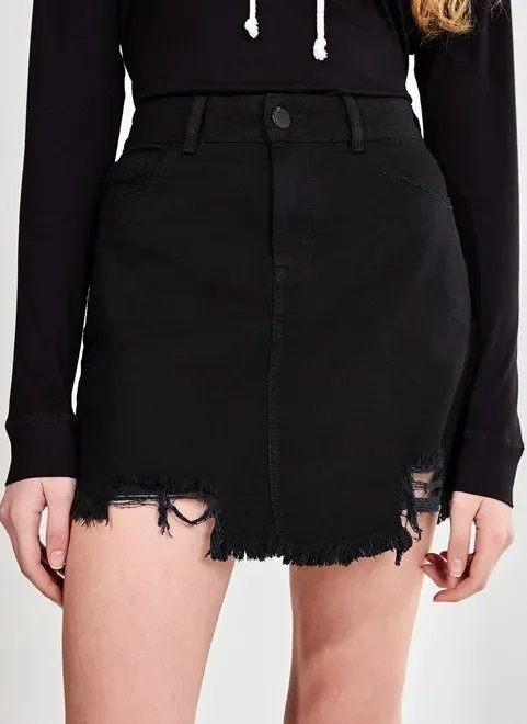 saia em sarja barra destroyed saia em sarja barra destroyed