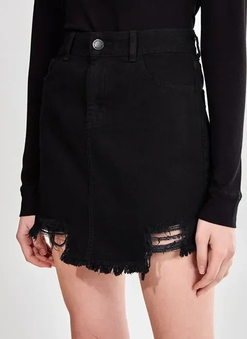 saia em sarja barra destroyed saia em sarja barra destroyed