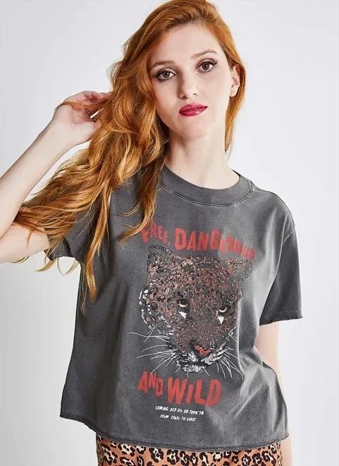 blusa estampa onça com glitter blusa estampa onça com glitter
