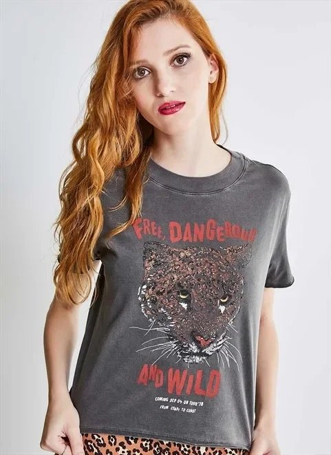 blusa estampa onça com glitter blusa estampa onça com glitter