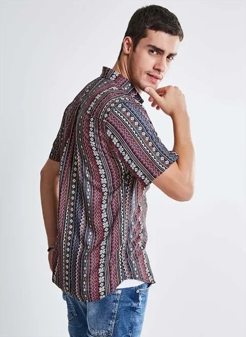 camisa regular estampa étnica camisa regular estampa étnica