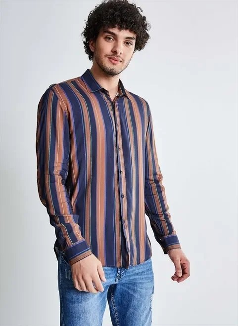 camisa regular com listras camisa regular com listras