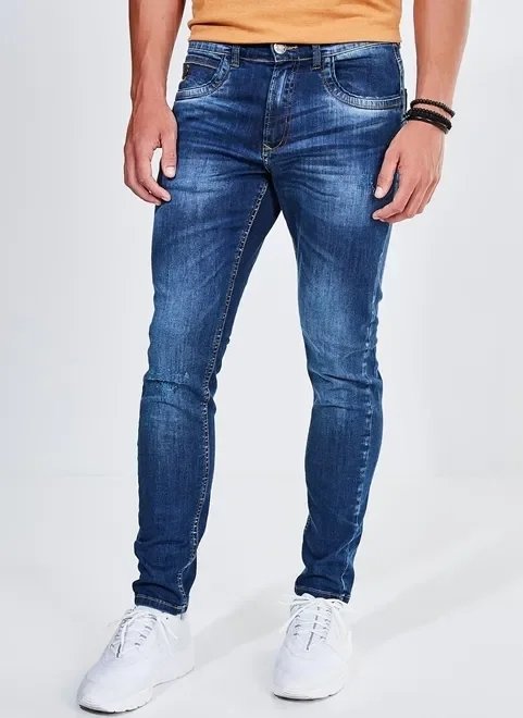 calça skinny em jeans escuro calça skinny em jeans escuro