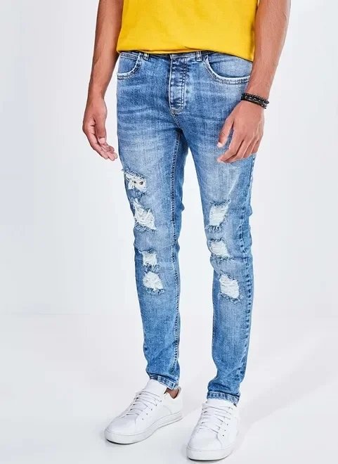 calça jeans super skinny destroyed calça jeans super skinny destroyed