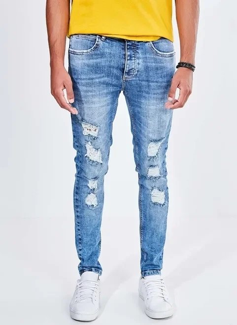 calça jeans super skinny destroyed calça jeans super skinny destroyed