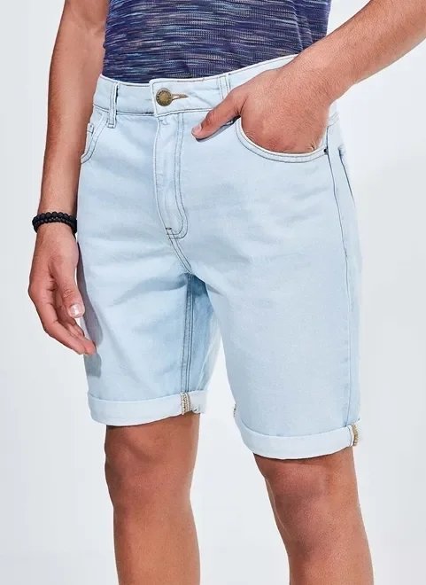 bermuda jeans com barra dobrada bermuda jeans com barra dobrada