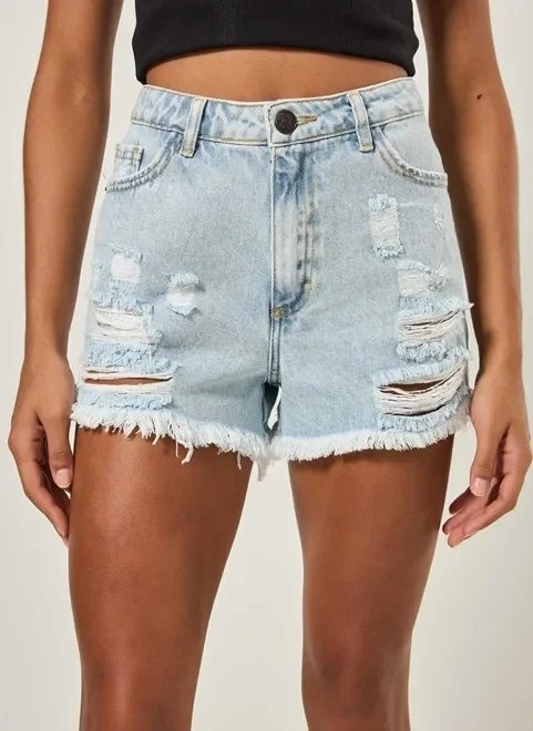 short em jeans médio com rasgos short em jeans médio com rasgos