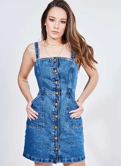 vestido curto em jeans médio vestido curto em jeans médio