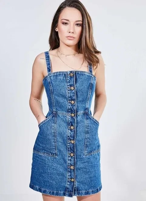 vestido curto em jeans médio vestido curto em jeans médio