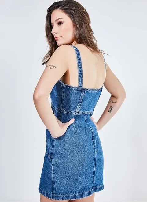 vestido curto em jeans médio vestido curto em jeans médio