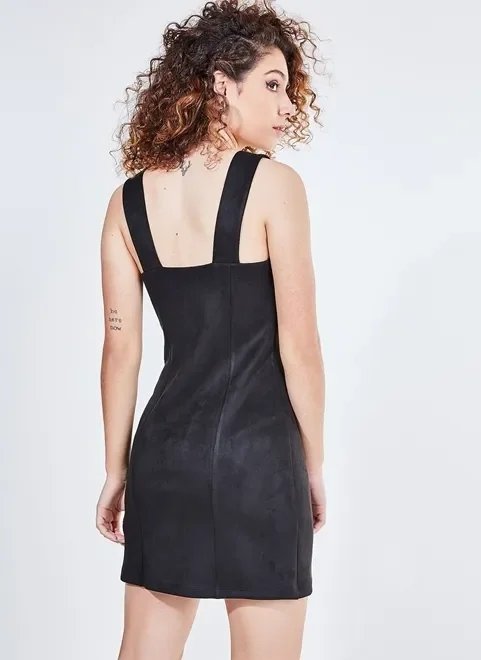vestido em suede com zíper frontal vestido em suede com zíper frontal
