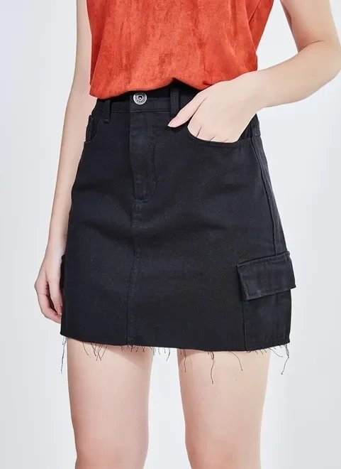 saia cargo em sarja saia cargo em sarja