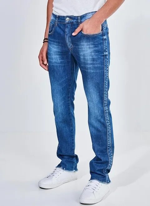 calça jeans skinny com barra desfiada calça jeans skinny com barra desfiada