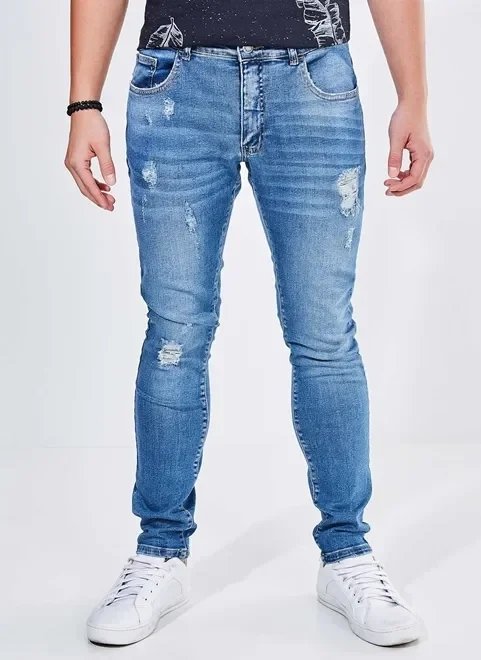 calça skinny masculina em jeans médio calça skinny masculina em jeans médio