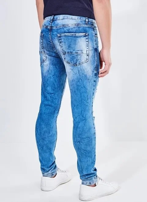 calça super skinny em jeans com rasgos calça super skinny em jeans com rasgos