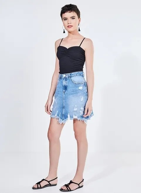 regata com decote franzido e elástico regata com decote franzido e elástico