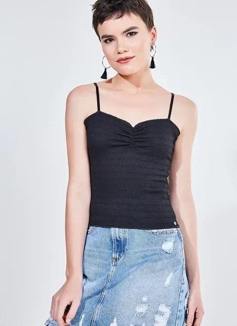 regata com decote franzido e elástico regata com decote franzido e elástico