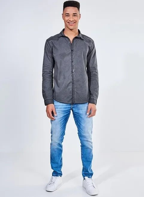 camisa manga longa estonada camisa manga longa estonada