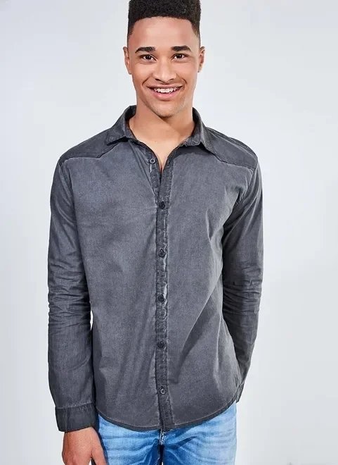 camisa manga longa estonada camisa manga longa estonada