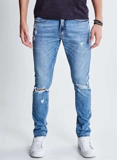 calça skinny jeans com puídos calça skinny jeans com puídos