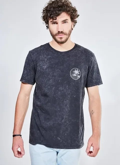 camiseta marmorizada estampa coqueiros camiseta marmorizada estampa coqueiros