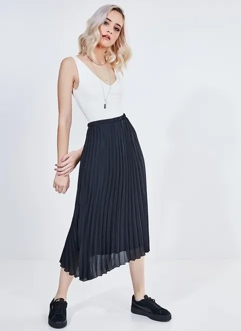 saia midi plissada saia midi plissada