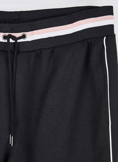 calça em malha preta com detalhes calça em malha preta com detalhes