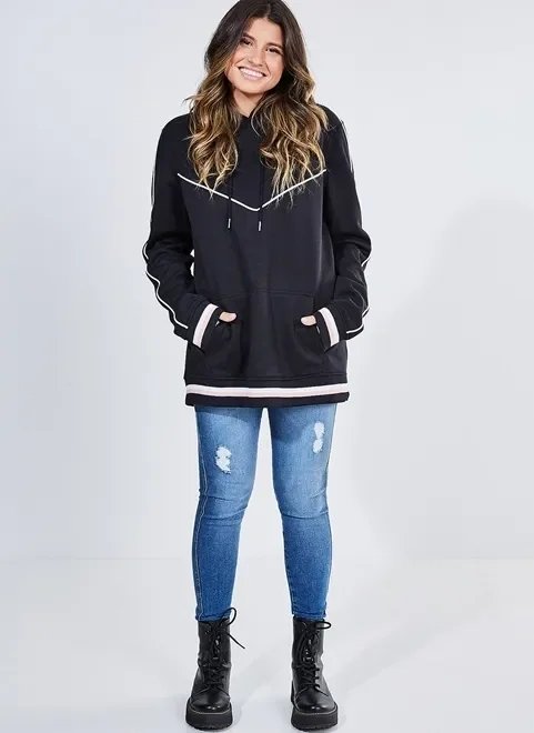 moletom canguru preto com detalhes moletom canguru preto com detalhes