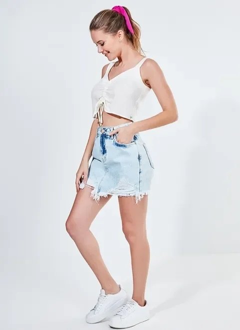 short saia em jeans com rasgos short saia em jeans com rasgos