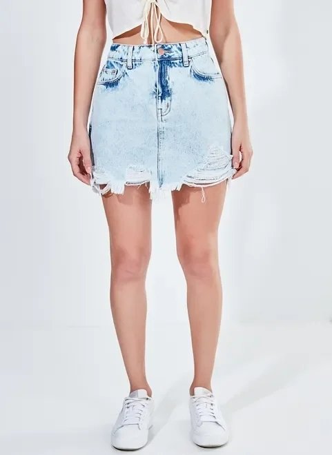 short saia em jeans com rasgos short saia em jeans com rasgos