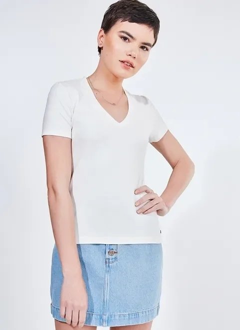 blusa justa decote v blusa justa decote v