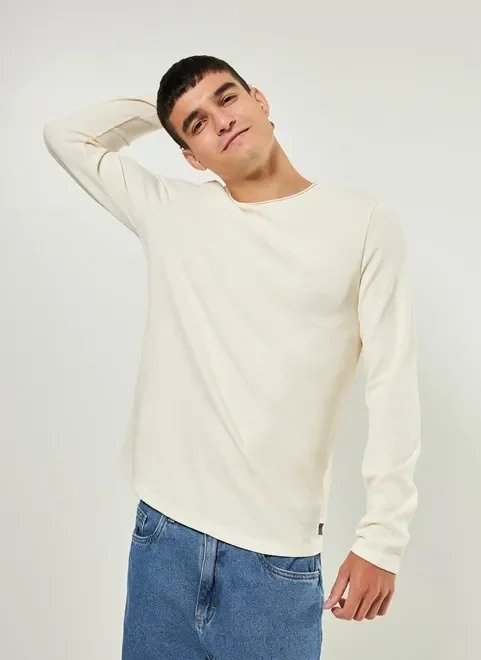 camiseta texturizada manga longa camiseta texturizada manga longa