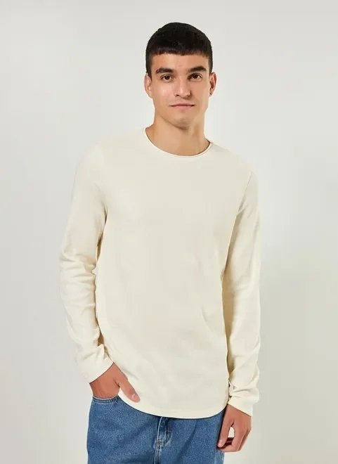 camiseta texturizada manga longa camiseta texturizada manga longa