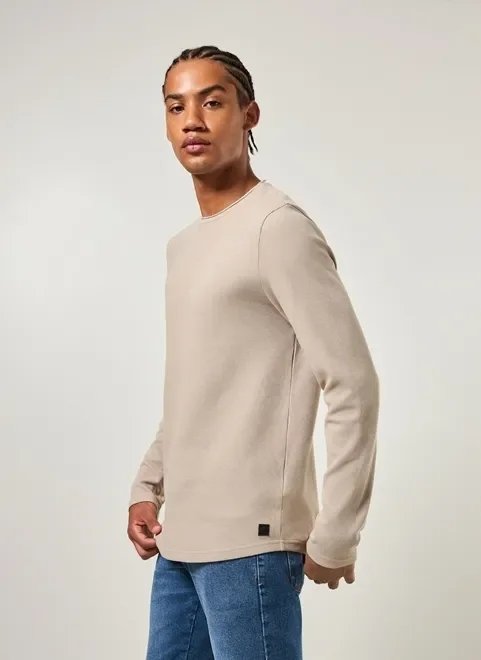 camiseta texturizada manga longa camiseta texturizada manga longa