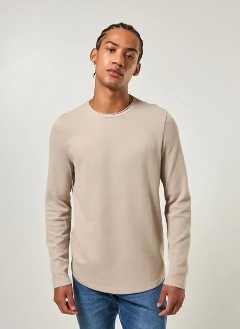 camiseta texturizada manga longa camiseta texturizada manga longa