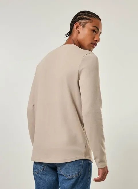 camiseta texturizada manga longa camiseta texturizada manga longa