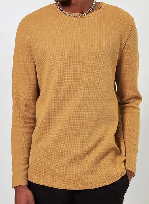 camiseta texturizada manga longa camiseta texturizada manga longa