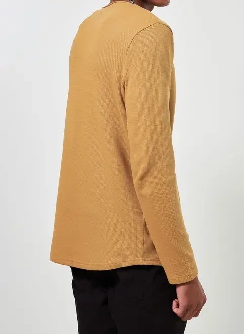 camiseta texturizada manga longa camiseta texturizada manga longa