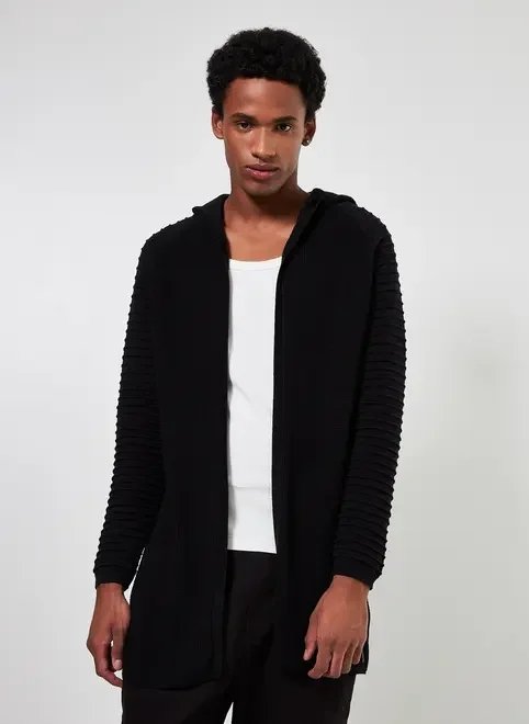 casaco longo em tricô com textura casaco longo em tricô com textura