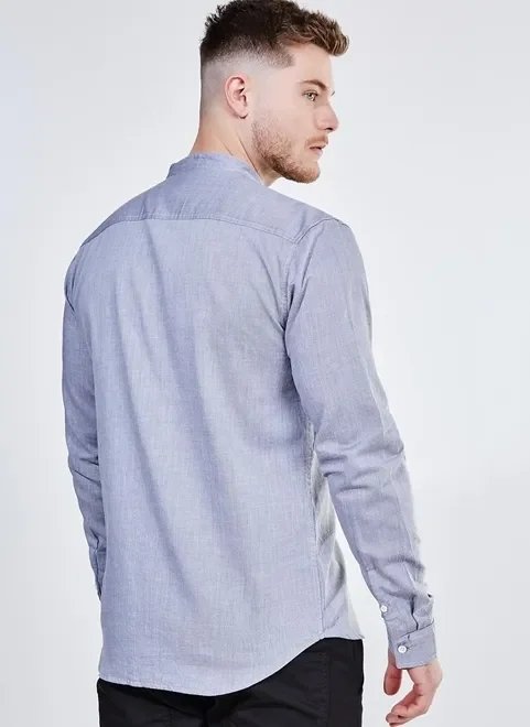 camisa manga longa mescla gola padre camisa manga longa mescla gola padre