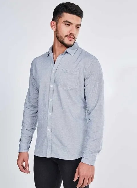 camisa manga longa cinza clássica camisa manga longa cinza clássica